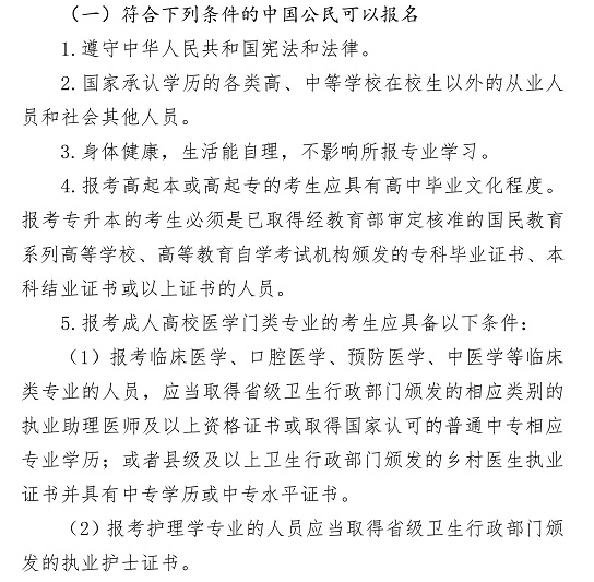 甘肃成考报名需要什么条件